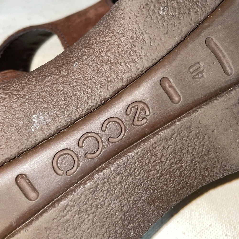 Ecco Soft Brown Closed Toe Leather Sandals - Picture 9 of 10